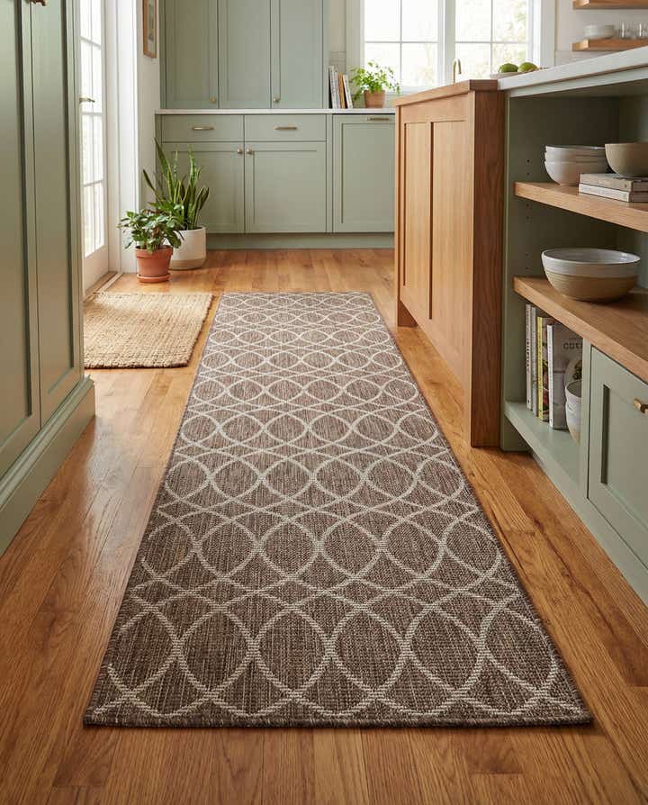 2' 7 x 10' Easy-Clean Trellis Indoor / Outdoor Runner Rug