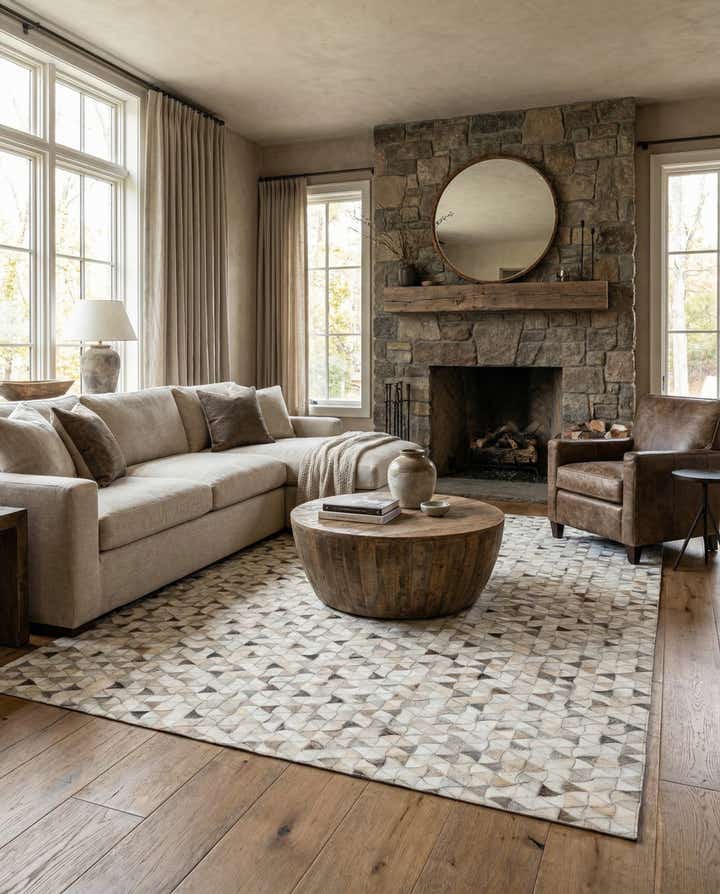 5' x 8' Cowhide Leather Rug