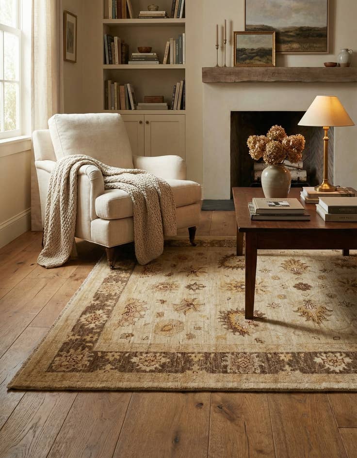 Detail image of  4' x 5' 8  Hand Knotted Peshawar Ziegler Rug