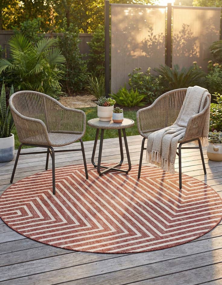 Detail image of  6' x 6'  Washable Modern Indoor / Outdoor Round Rug