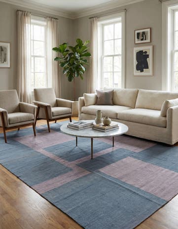 6' 9 x 9' 6 Hand Woven Kilim Modern Wool Rug