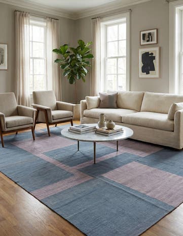 6' 9 x 9' 6 Hand Woven Kilim Modern Wool Rug