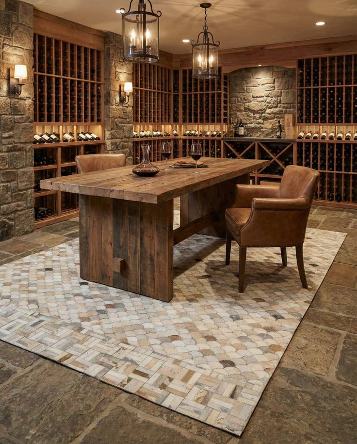 Detail image of 5' 2 x 8' 4 Cowhide Leather Rug