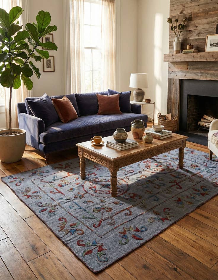 Detail image of 5' 6 x 7' 10  Hand Woven Kilim Suzani Wool Rug