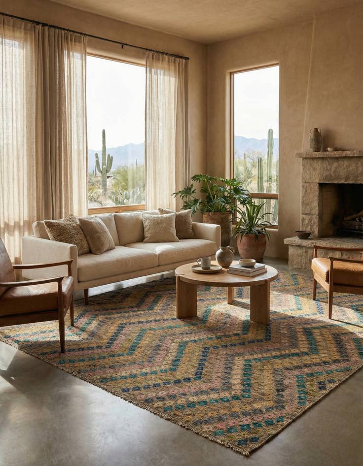 Detail image of 8' 8 x 9' 9  Hand Woven Kilim Modern Wool Rug