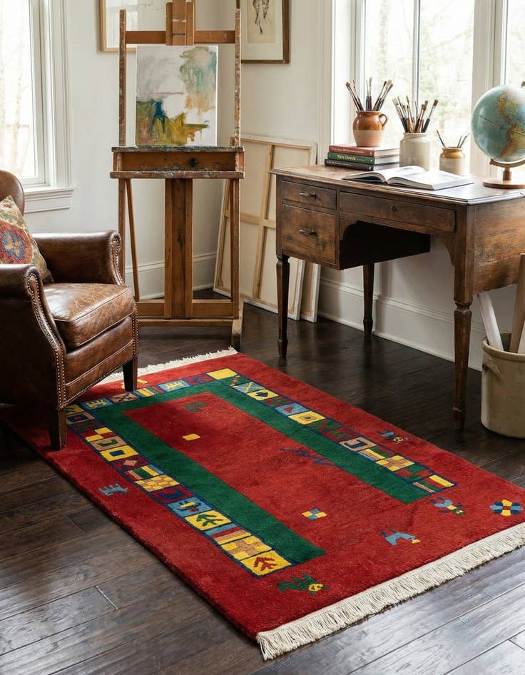 Detail image of  3' 1 x 5' 6  Hand Knotted Tibet Wool Rug