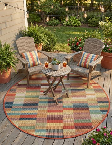 4' 1 x 4' 1 Easy-Clean Baja Indoor / Outdoor Round Rug