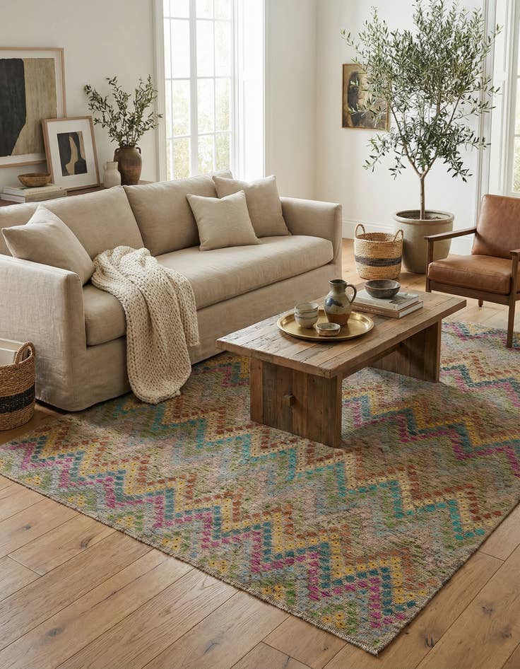 Detail image of 7' 3 x 9' 4 Hand Woven Kilim Modern Wool Rug
