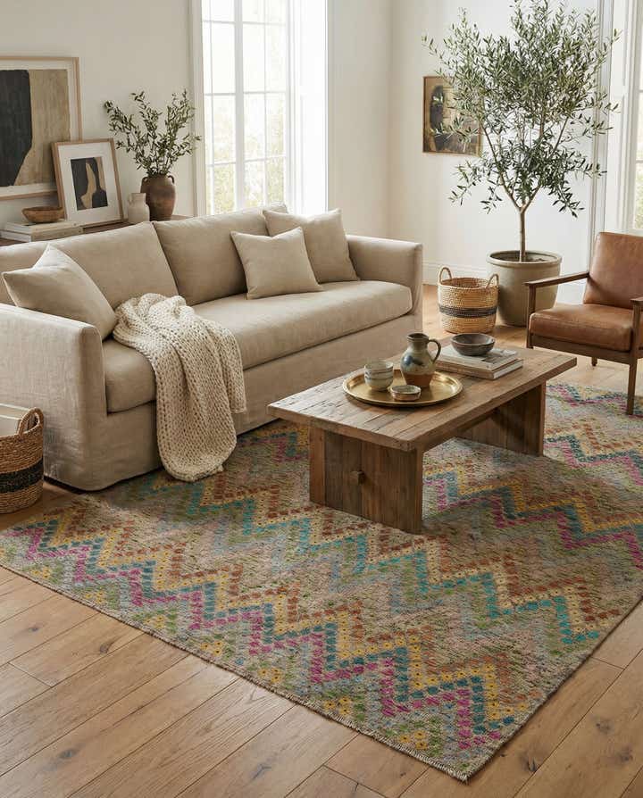 7' 3 x 9' 4 Hand Woven Kilim Modern Wool Rug