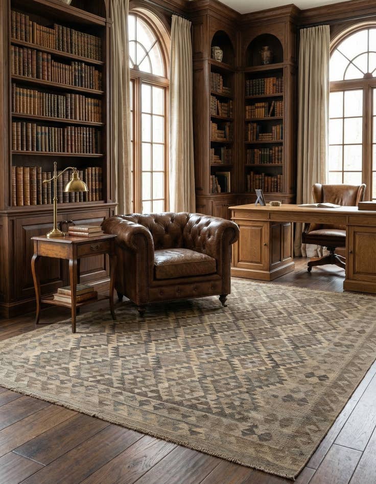 Detail image of  6' 9 x 10'  Hand Woven Kilim Maymana Wool Rug