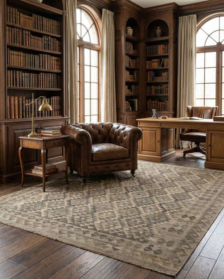 6' 9 x 10' Hand Woven Kilim Maymana Wool Rug