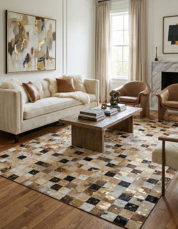 5' 1 x 8' Cowhide Leather Rug