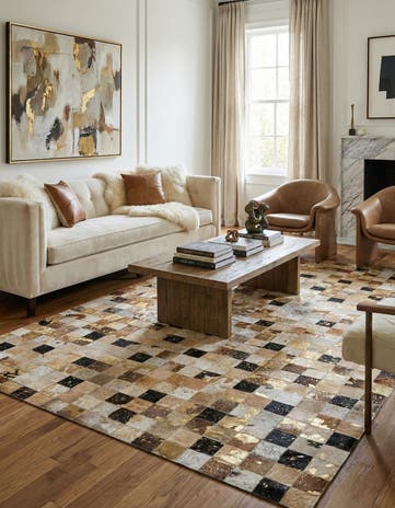 5' 1 x 8' Cowhide Leather Rug