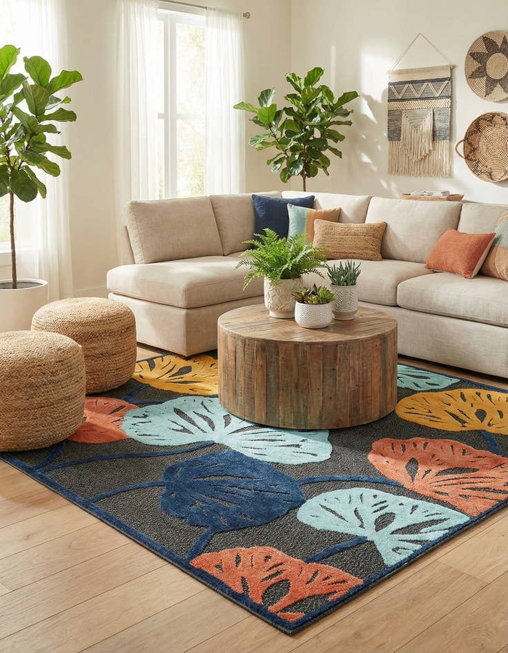 Detail image of 7' 10 x 7' 10  Washable Belize Indoor / Outdoor Square Rug