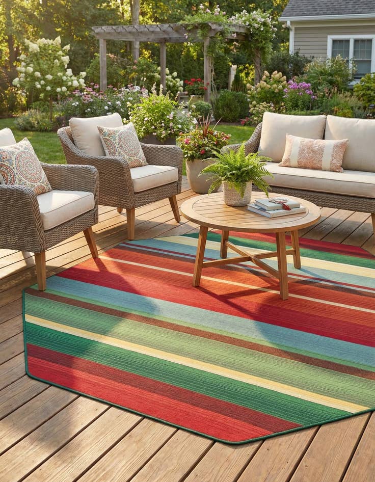 Detail image of 7' x 7' Easy-Clean Modern Indoor / Outdoor Octagon Rug