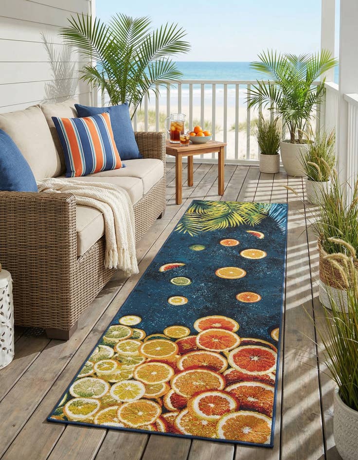 Detail image of 2' 7 x 10'  Washable Coastal Indoor / Outdoor Runner Rug
