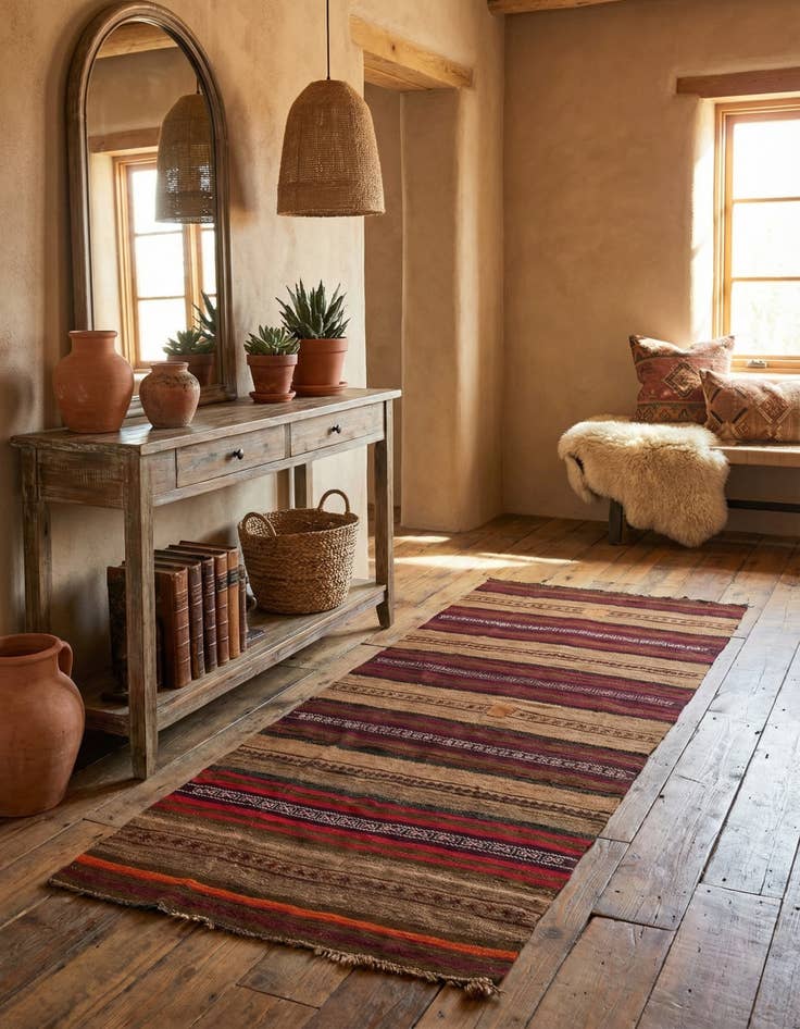 Detail image of 3' 9 x 10' 2  Hand Woven Kilim Fars Wool Runner Rug