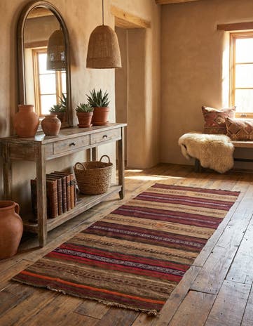 3' 9 x 10' 2 Hand Woven Kilim Fars Wool Runner Rug
