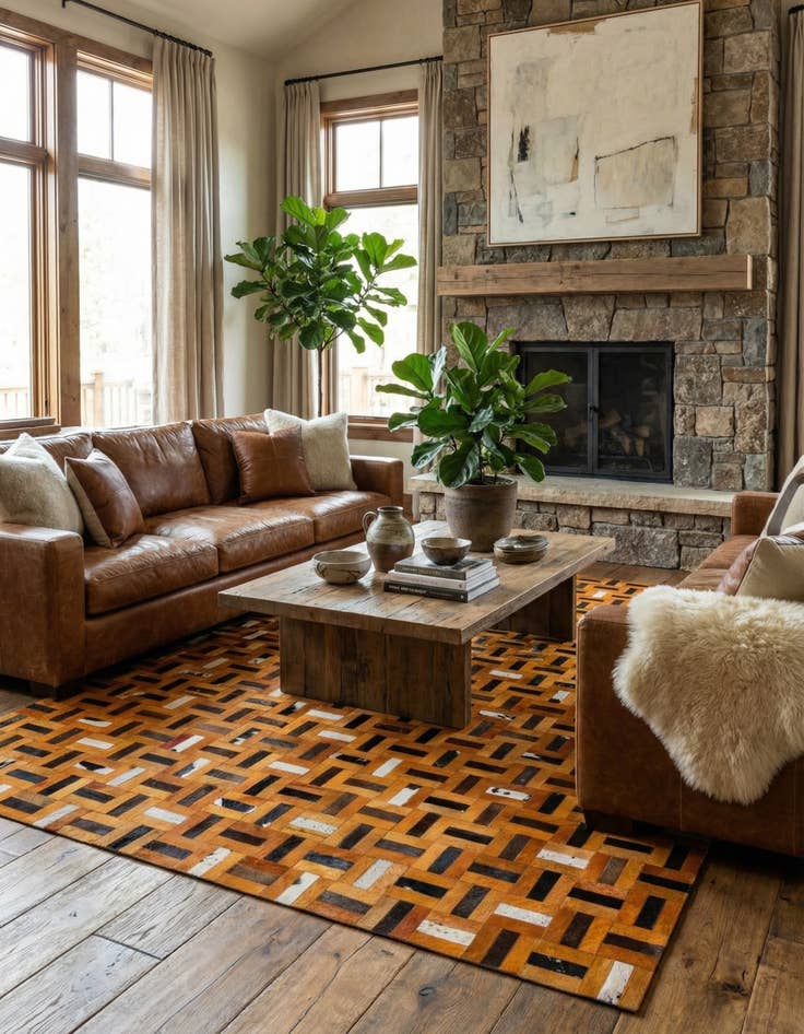 Detail image of 8' x 9' 11 Cowhide - Patchwork Rug