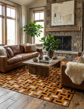 8' x 9' 11 Cowhide - Patchwork Rug