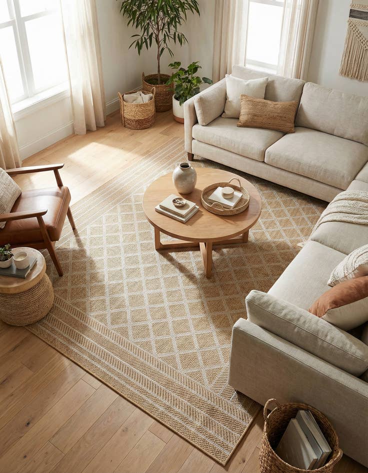 Detail image of  7' 10 x 7' 10  Washable Lattice Indoor / Outdoor Square Rug