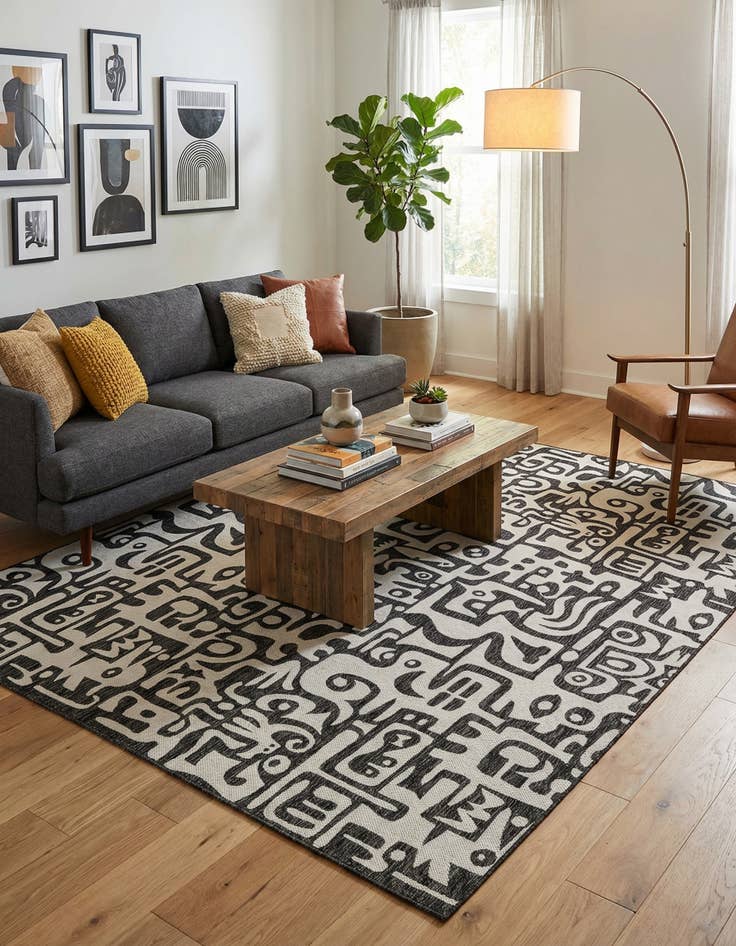 Detail image of 10' x 14'  Washable Modern Indoor / Outdoor Rug