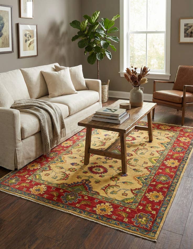 Detail image of 4' 2 x 5' 8  Hand Knotted Kazak Rug