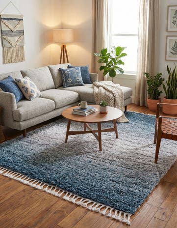 Blue Athena Shag Square Rug