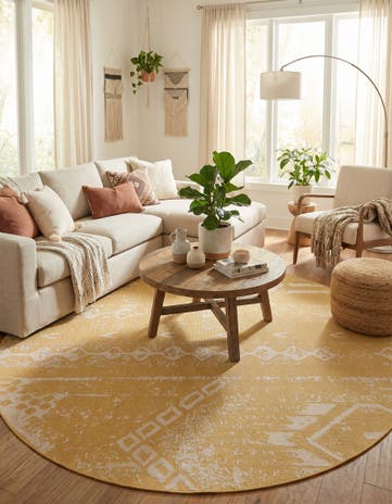 10' 8 x 10' 8 Easy-Clean Bohemian Indoor / Outdoor Round Rug