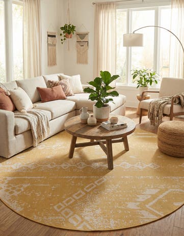 10' 8 x 10' 8 Easy-Clean Bohemian Indoor / Outdoor Round Rug
