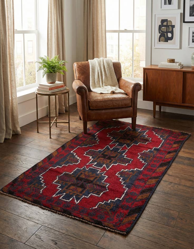 Detail image of 2' 10 x 4' 9  Hand Knotted Balouch Persian Wool Rug