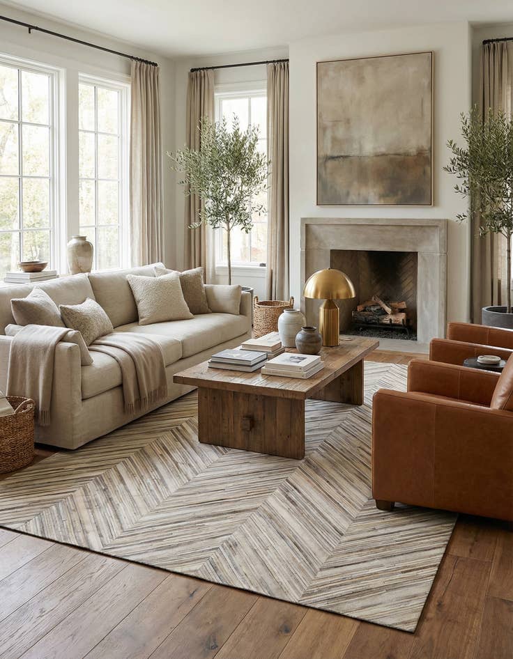 Detail image of  5' 7 x 8' 9 Cowhide - Patchwork Rug