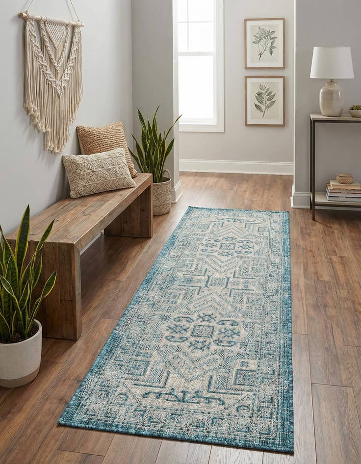 Detail image of 2' x 6'  Washable Aztec Indoor / Outdoor Runner Rug