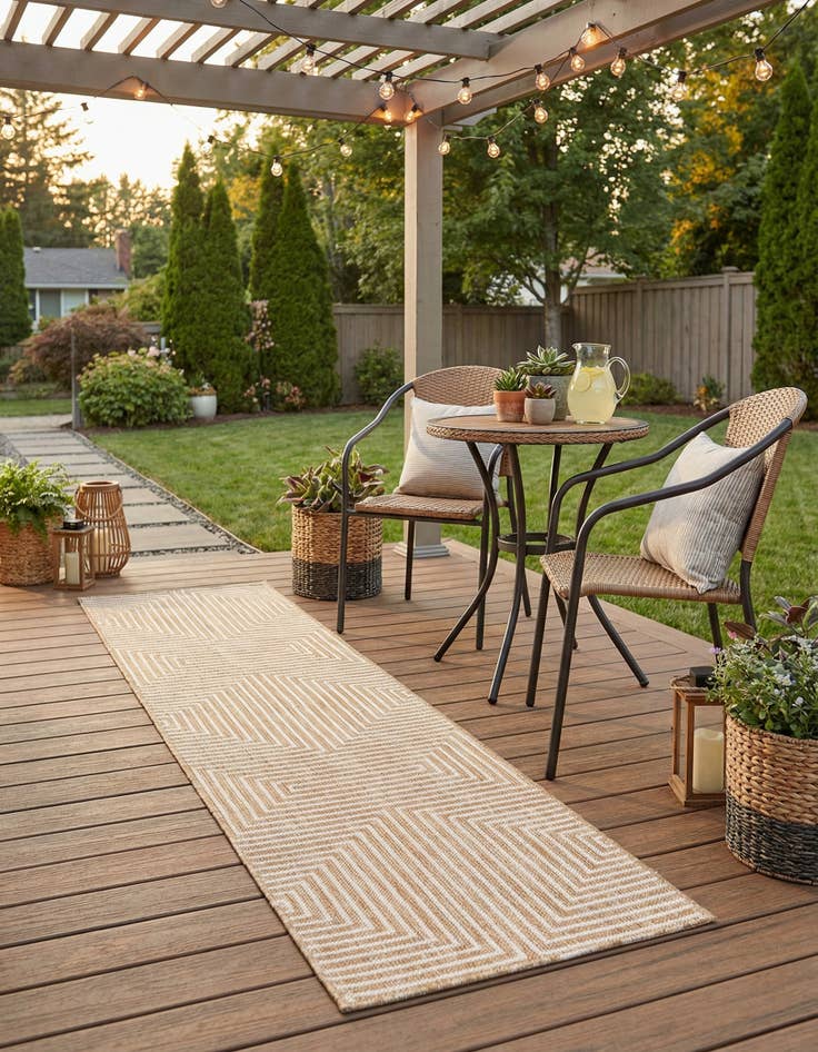 Detail image of 2' x 8'  Washable Modern Indoor / Outdoor Runner Rug