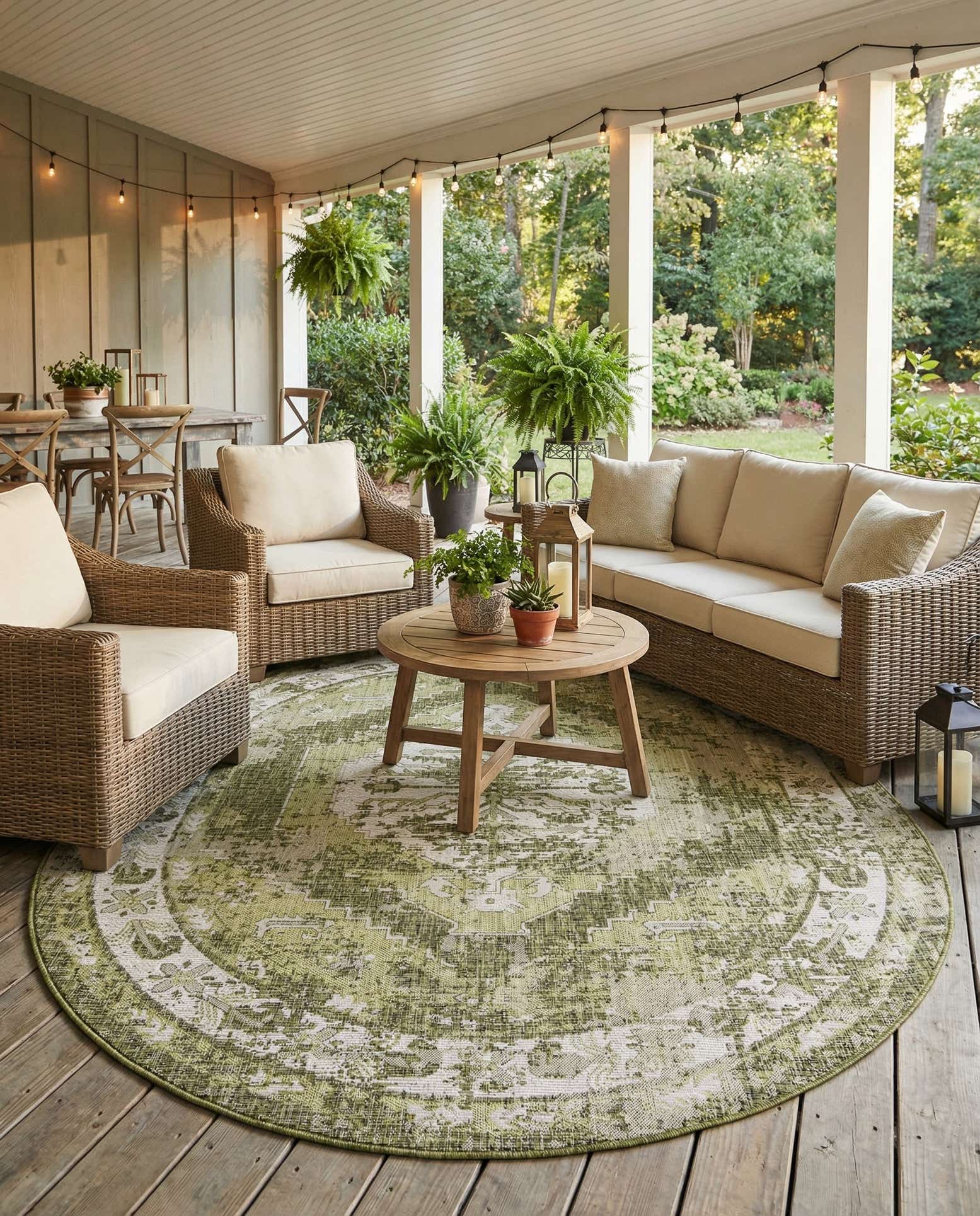 7' 10 x 10' Easy-Clean Traditional Indoor / Outdoor Oval Rug