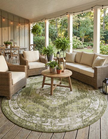 7' 10 x 10' Easy-Clean Traditional Indoor / Outdoor Oval Rug