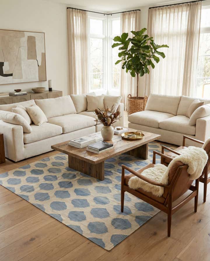 8' 6 x 9' 8 Hand Woven Kilim Modern Wool Rug