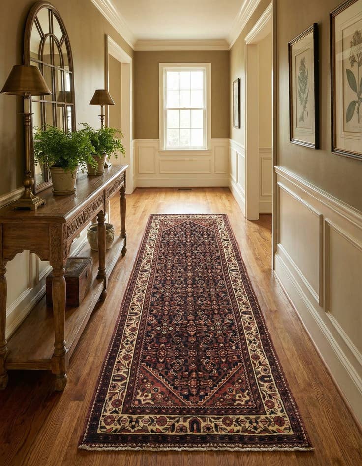 Detail image of 3' 9 x 10' 7  Hand Knotted Hossainabad Persian Wool Runner Rug