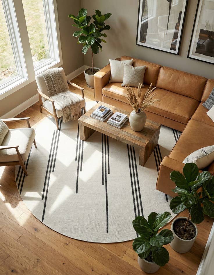 Detail image of 12' x 12'  Washable Modern Indoor / Outdoor Round Rug