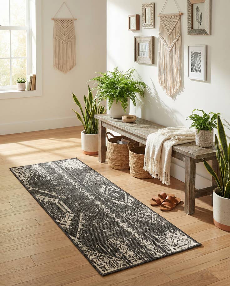 Detail image of 2' x 5' 3 Easy-Clean Bohemian Indoor / Outdoor Runner Rug