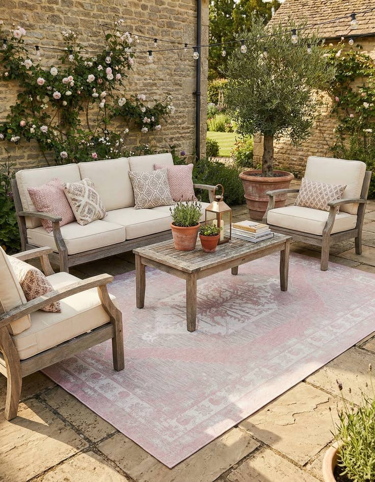 Detail image of 10' x 14'  Washable Traditional Indoor / Outdoor Rug