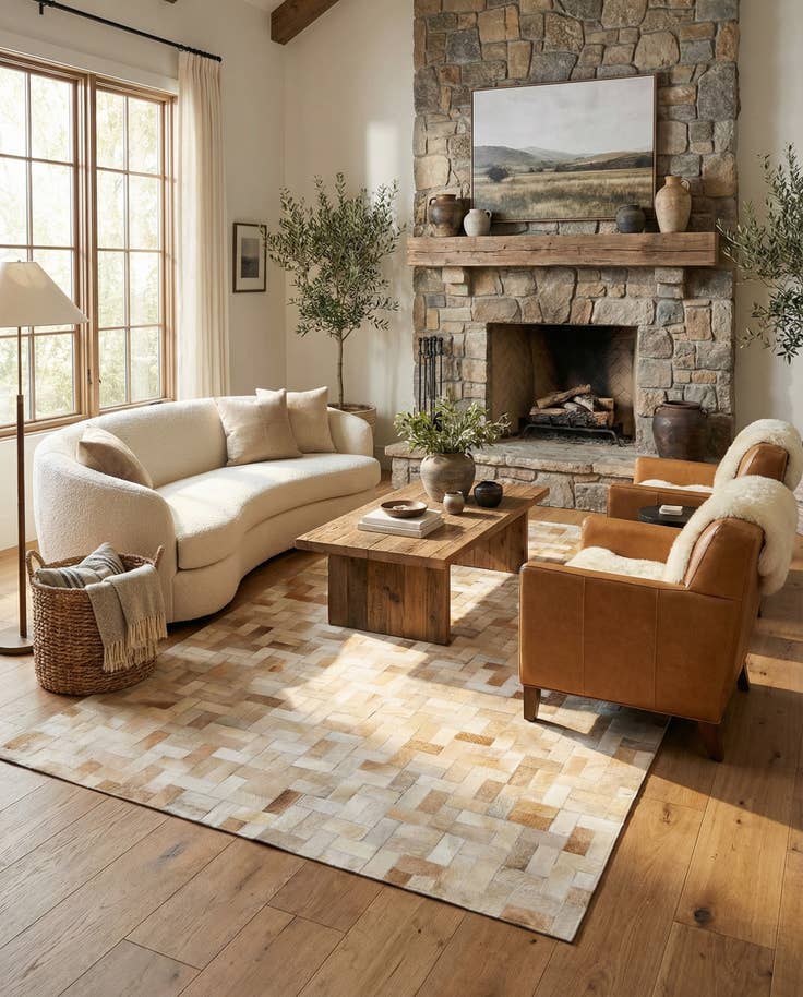 Detail image of 5' x 7' 11 Cowhide Stocks Rug