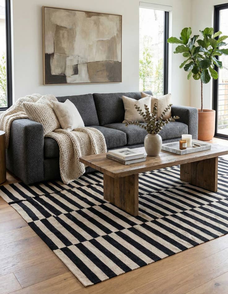 Detail image of 5' 10 x 7' 8  Hand Woven Kilim Modern Wool Rug