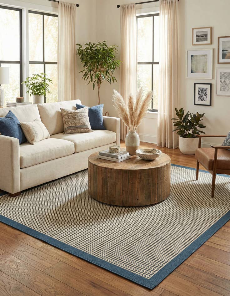 Detail image of 7' 10 x 7' 10  Washable Border Indoor / Outdoor Square Rug