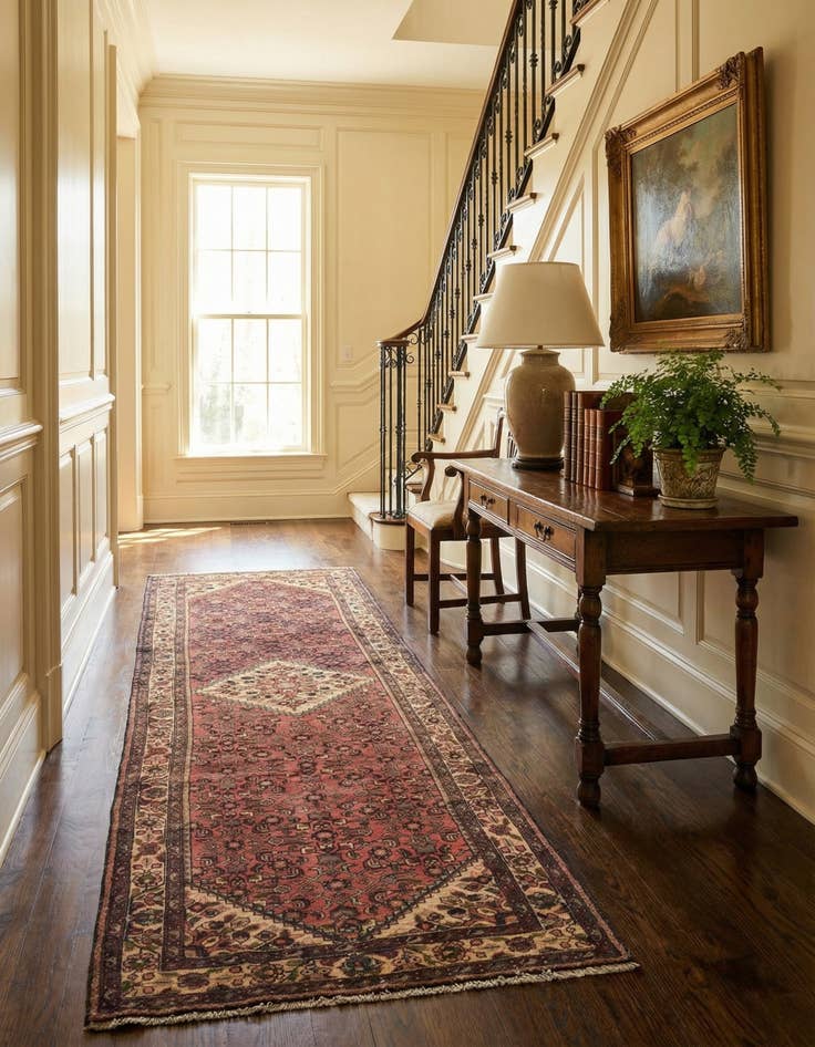 Detail image of  3' 7 x 10' 4  Hand Knotted Hossainabad Persian Wool Runner Rug