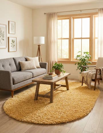 Sun Yellow Zermatt Shag Oval Rug