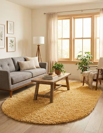 Sun Yellow Zermatt Shag Oval Rug