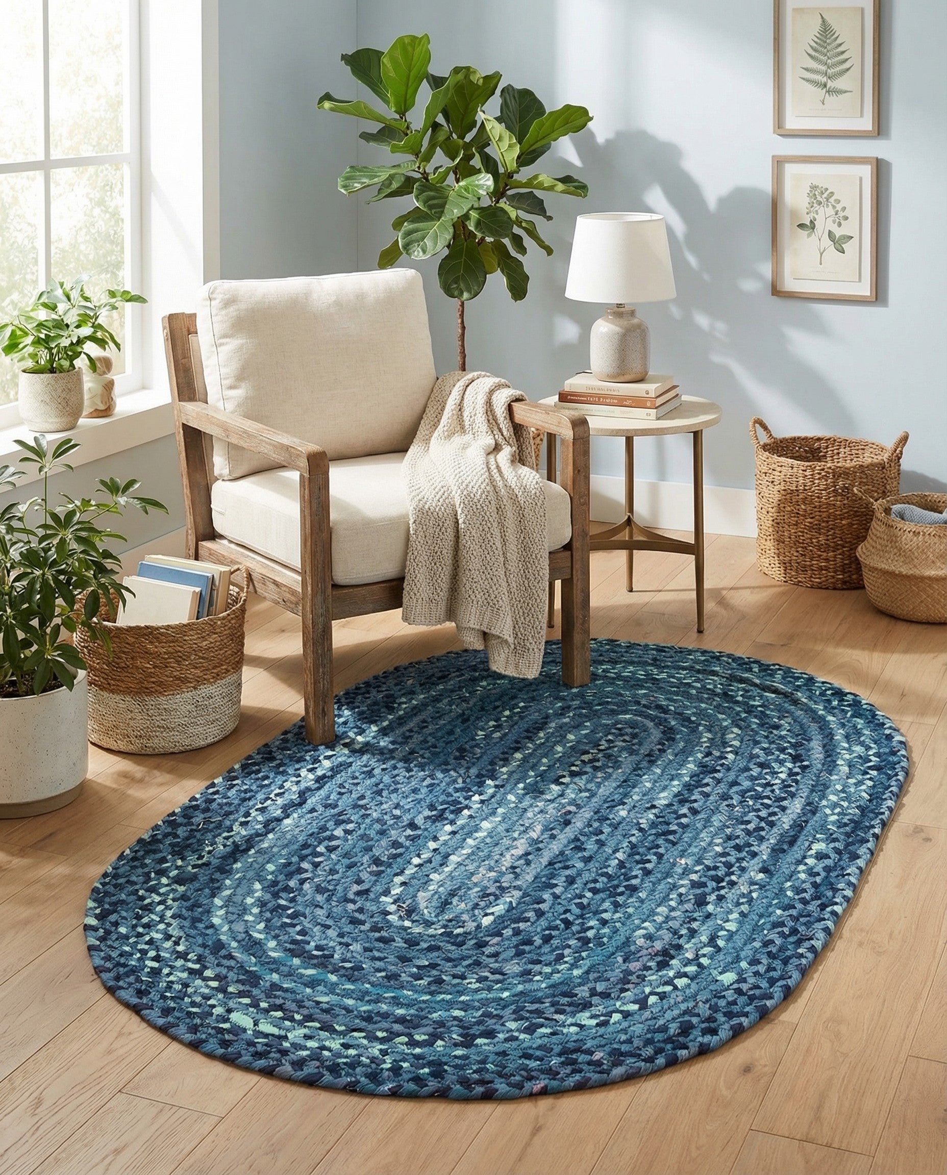  3' 3 x 5' 1  Hand Braided Chindi Oval Rug