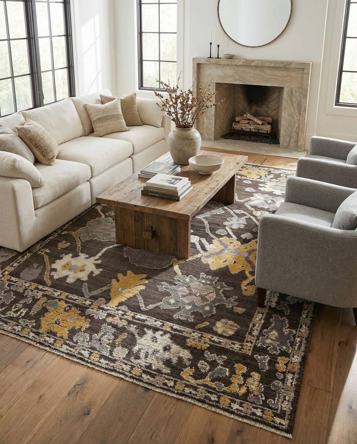 Detail image of 8' 5 x 10' 3 Hand Knotted Oushak Wool Rug