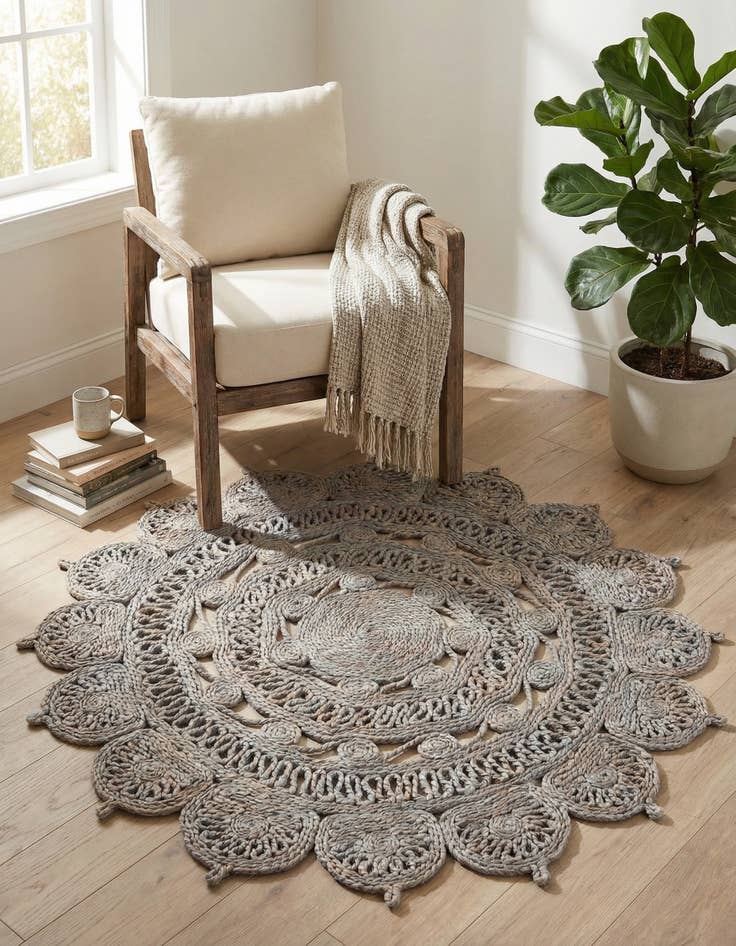 Detail image of 3' 1 x 3' 1  Hand Braided Jute Round Rug